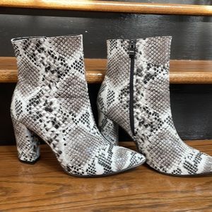 Snake print ankle boots